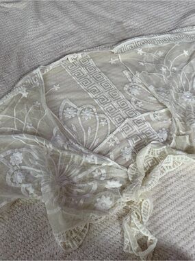 Sheer Ivory Embroidered Lace Robe Wrap - Women’s Intimates